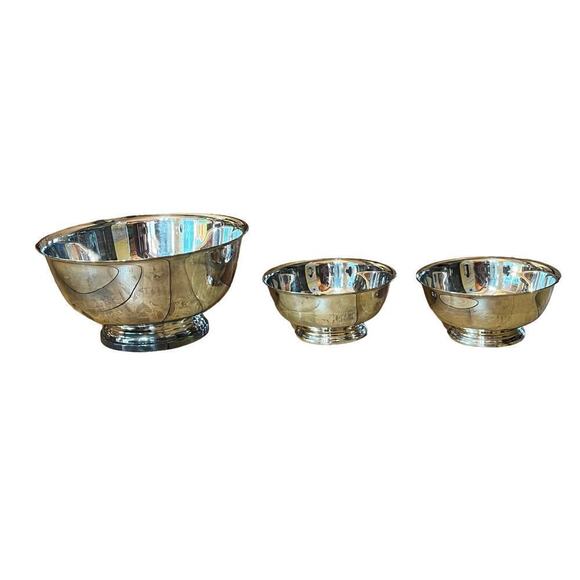 3 Vintage Gorham Silver Original Footed Bowls.2 smalls.1 large. Mixing. Serving - Picture 1 of 11